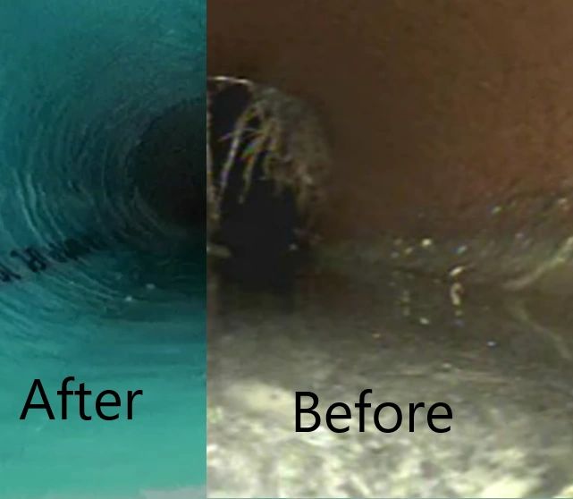 Huelskamo Ohio Trenchless Pipe Repair Before and After pipe lining